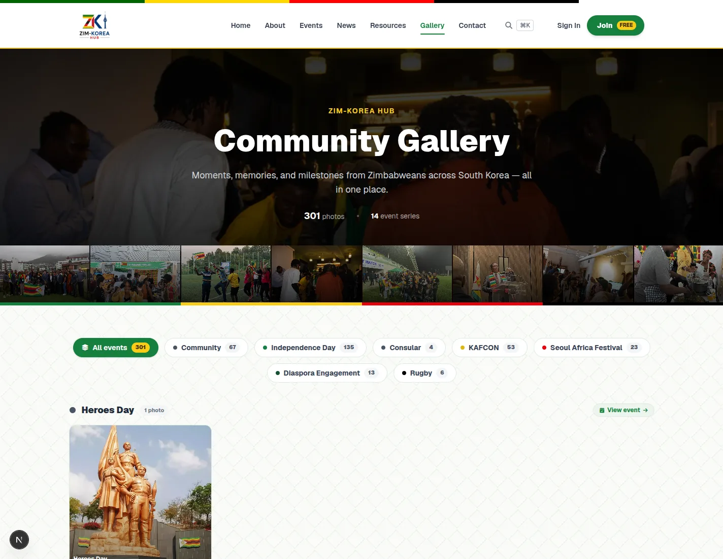 The community photo archive on the live site